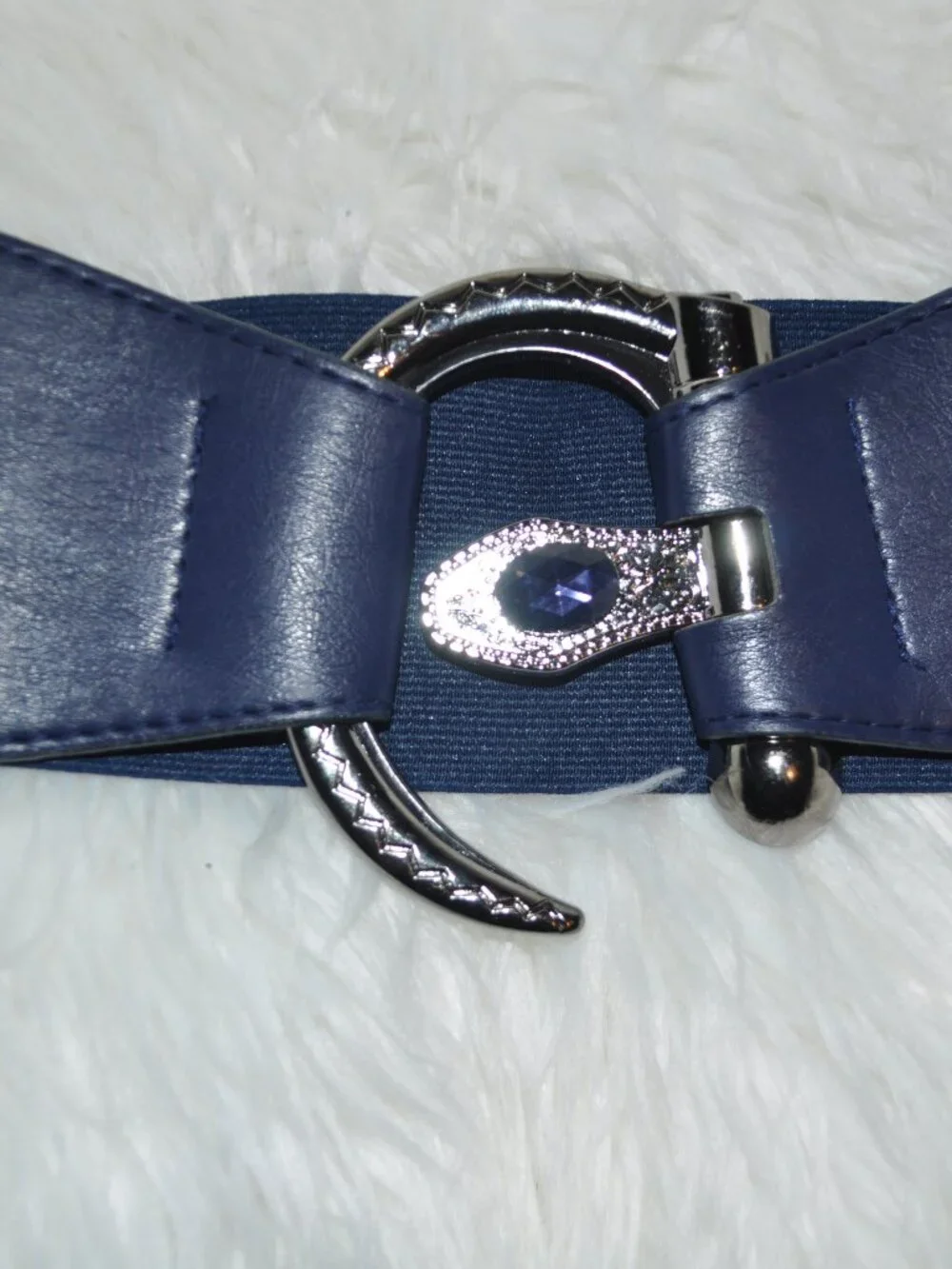 Women's Hip High Waist Wide Navy Blue Elastic Western Style Cute Belt retro Vint